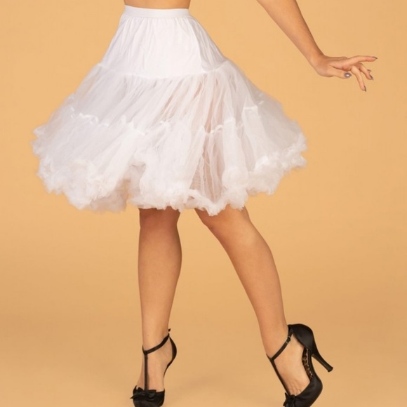 Tatyana Retro 1950's White Crinoline Soft 25" Long Rockabilly Petticoat Skirt - Picture 2 of 6
